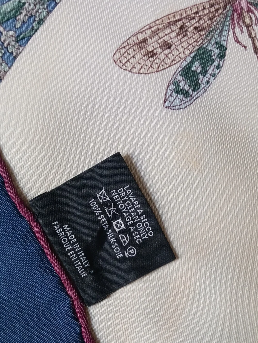GUCCI VTG FLORAL INSECT PRINT SILK SCARF